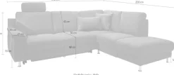 3C Carina Ecksofa »Korfu L-Form« incl.- 1 Kopfstütze, wahlweise mit Schlafunktion und Stauraum