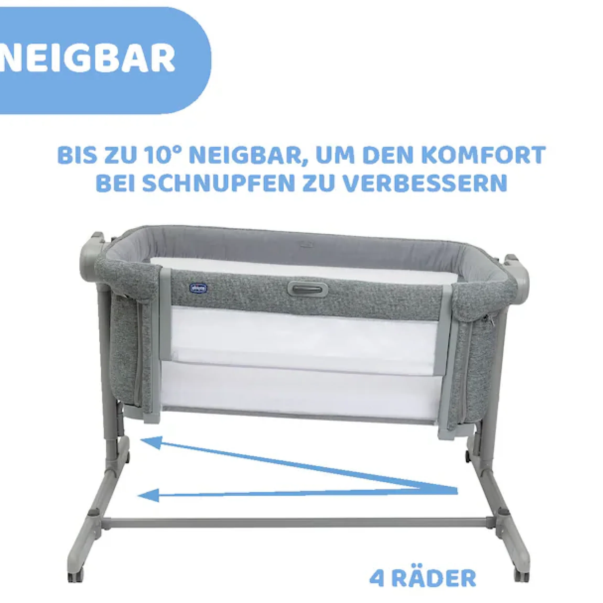 Chicco Beistellbett »Next2Me Magic Evo Dark Grey« mit Schaukelmodus; inklusive Transporttasche