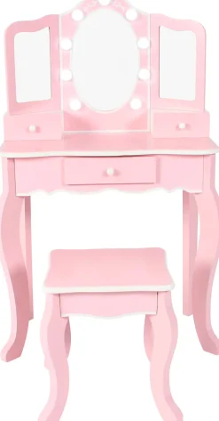 CHIC2000 Schminktisch »pastellrosa« mit großen LED-Lichter rund um den Spiegel und Hocker