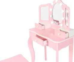 CHIC2000 Schminktisch »pastellrosa« mit großen LED-Lichter rund um den Spiegel und Hocker