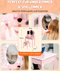 CHIC2000 Schminktisch »pastellrosa« mit großen LED-Lichter rund um den Spiegel und Hocker
