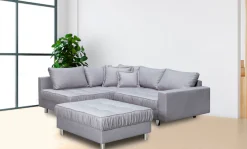 COLLECTION AB Ecksofa »Cannes L-Form, B: 215 cm« Set: Sofa & Hocker, 2 Zierkissen, Federkern