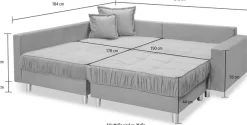 COLLECTION AB Ecksofa »Cannes L-Form, B: 215 cm« Set: Sofa & Hocker, 2 Zierkissen, Federkern