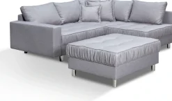 COLLECTION AB Ecksofa »Cannes L-Form, B: 215 cm« Set: Sofa & Hocker, 2 Zierkissen, Federkern