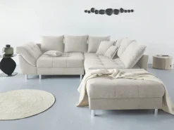 COLLECTION AB Ecksofa »Innsbruck L-Form, B: 247 cm« Set: Sofa & Hocker, 3 Zierkissen, Federkern