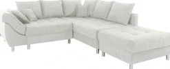 COLLECTION AB Ecksofa »Innsbruck L-Form, B: 247 cm« Set: Sofa & Hocker, 3 Zierkissen, Federkern