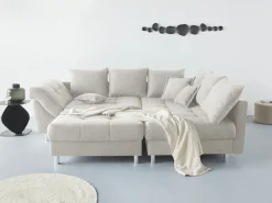 COLLECTION AB Ecksofa »Innsbruck L-Form, B: 247 cm« Set: Sofa & Hocker, 3 Zierkissen, Federkern