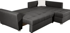 COLLECTION AB Ecksofa »Jana L-Form, B: 220 cm« Schlaffunktion, Bettkasten & 1 Zierkissen, Federkern