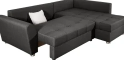COLLECTION AB Ecksofa »Jana L-Form, B: 220 cm« Schlaffunktion, Bettkasten & 1 Zierkissen, Federkern