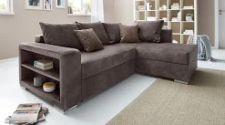 COLLECTION AB Ecksofa »John L-Form, B: 226 cm« Schlaffunktion, Bettkasten, Regalelement & 2 Zierkissen, Federkern