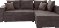 COLLECTION AB Ecksofa »John L-Form, B: 226 cm« Schlaffunktion, Bettkasten, Regalelement & 2 Zierkissen, Federkern