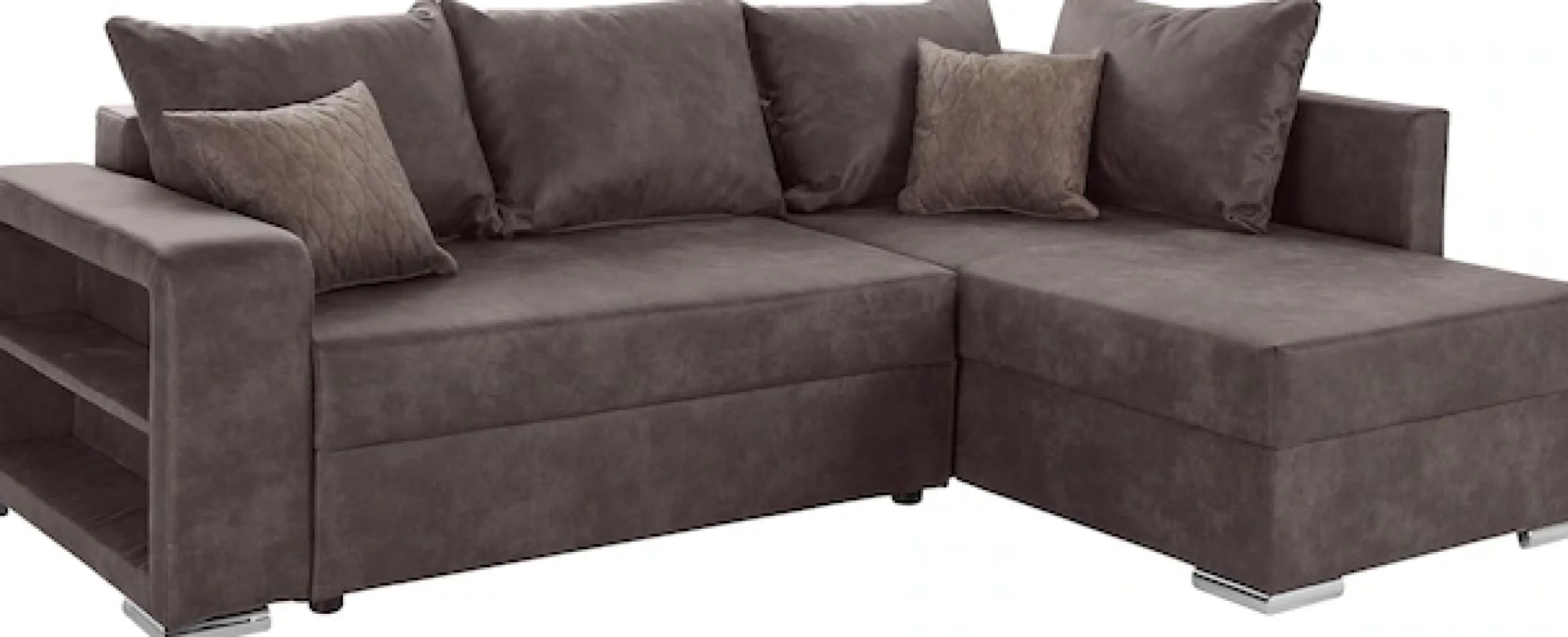 COLLECTION AB Ecksofa »John L-Form, B: 226 cm« Schlaffunktion, Bettkasten, Regalelement & 2 Zierkissen, Federkern