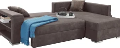 COLLECTION AB Ecksofa »John L-Form, B: 226 cm« Schlaffunktion, Bettkasten, Regalelement & 2 Zierkissen, Federkern