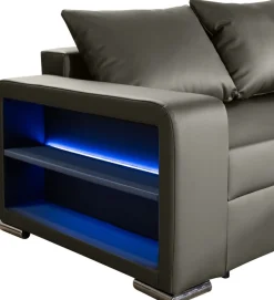 COLLECTION AB Ecksofa »John L-Form, B: 226 cm, Schlaffunktion & Bettkasten« Regalelement mit Licht, Couch mit Federkern, 2 Zierkissen