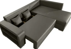 COLLECTION AB Ecksofa »John L-Form, B: 226 cm, Schlaffunktion & Bettkasten« Regalelement mit Licht, Couch mit Federkern, 2 Zierkissen
