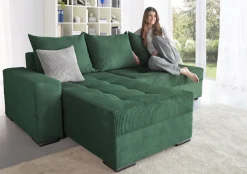 COLLECTION AB Ecksofa »Josy L-Form, B: 214 cm in Cord, Cord-Mix« Schlaffunktion, Bettkasten & 2 Zierkissen, Federkern