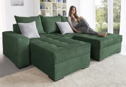 COLLECTION AB Ecksofa »Josy L-Form, B: 214 cm in Cord, Cord-Mix« Schlaffunktion, Bettkasten & 2 Zierkissen, Federkern