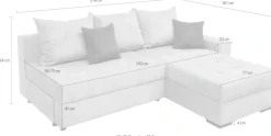 COLLECTION AB Ecksofa »Josy L-Form, B: 214 cm in Cord, Cord-Mix« Schlaffunktion, Bettkasten & 2 Zierkissen, Federkern