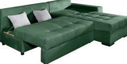 COLLECTION AB Ecksofa »Josy L-Form, B: 214 cm in Cord, Cord-Mix« Schlaffunktion, Bettkasten & 2 Zierkissen, Federkern
