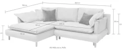 COLLECTION AB Ecksofa »Mandela L-Form, B: 264 cm« Schlaffunktion, Bettkasten & 5 Zierkissen, Federkern