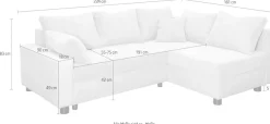COLLECTION AB Ecksofa »Parma L-Form, B: 224 cm« Schlaffunktion, Bettkasten & 2 Zierkissen, Federkern