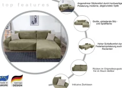 COLLECTION AB Ecksofa »Pia L-Form, B: 237 cm« Schlaffunktion, Bettkasten & 2 Zierkissen, Federkern