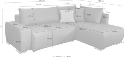 COLLECTION AB Ecksofa »Poppy L-Form, B: 227 cm« Schlaffunktion, Bettkasten & 1 Zierkissen
