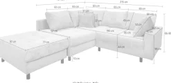 COLLECTION AB Ecksofa »Toni L-Form, B: 215 cm, XXL-Liegefläche 178x190 cm mit Hocker« Set: Sofa & Hocker, 2 Zierkissen, Federkern, frei stellbar