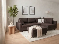 COLLECTION AB Ecksofa »Toni XL L-Form 274 cm« Set: Sofa & Hocker, 2 Zierkissen, Bonell-Federkern