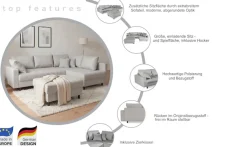 COLLECTION AB Ecksofa »Toni XL L-Form 274 cm« Set: Sofa & Hocker, 2 Zierkissen, Bonell-Federkern