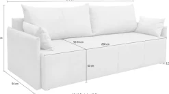 COLLECTION AB Schlafsofa »CAB, B: 216 cm, Liegefl. 140x198 cm« Schlaffunktion, Bettkasten & 2 Zierkissen, Federkern