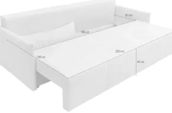 COLLECTION AB Schlafsofa »CAB, B: 216 cm, Liegefl. 140x198 cm« Schlaffunktion, Bettkasten & 2 Zierkissen, Federkern