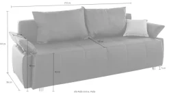 COLLECTION AB Schlafsofa »Funtastic, B: 212 cm, Liegefl. 145x187 cm, Armteilverstellung« Schlaffunktion, Bettkasten & Zierkissen, Gästebett mit Federkern