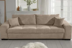 COLLECTION AB Schlafsofa »Kreta, B: 248 cm, Liegefl. 137x195 cm« Schlaffunktion, Bettkasten & 2 Zierkissen, optional mit Topper