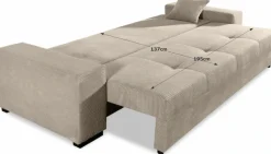 COLLECTION AB Schlafsofa »Kreta, B: 248 cm, Liegefl. 137x195 cm« Schlaffunktion, Bettkasten & 2 Zierkissen, optional mit Topper