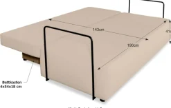 COLLECTION AB Schlafsofa »Maria, B: 191 cm, Liegefl. 143x190 cm« Bettfunktion & Bettkasten, Federkern & Zierkissen, freistehend