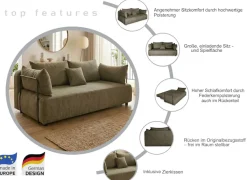 COLLECTION AB Schlafsofa »Maria, B: 191 cm, Liegefl. 143x190 cm« Bettfunktion & Bettkasten, Federkern & Zierkissen, freistehend