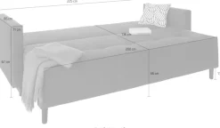 COLLECTION AB Schlafsofa »Solar, B: 225 cm, Liegel. 136x200 cm« Schlaffunktion, Bettkasten & 1 Zierkissen, Federkern