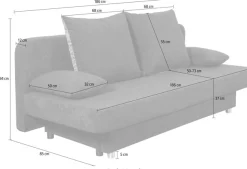 COLLECTION AB Schlafsofa »Ulla, B: 186 cm, Liegel. 142x186 cm« Schlaffunktion, Bettkasten & 2 Wende-Rückenkissen