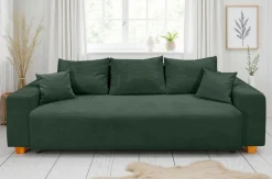 COLLECTION AB Schlafsofa »Yves, B: 243 cm, Liegefl. 142x194 cm« Schlaffunktion, Bettkasten & 2 Zierkissen, Federkern