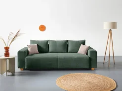 COLLECTION AB Schlafsofa »Yves, B: 243 cm, Liegefl. 142x194 cm« Schlaffunktion, Bettkasten & 2 Zierkissen, Federkern