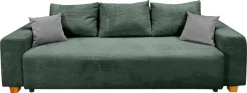 COLLECTION AB Schlafsofa »Yves, B: 243 cm, Liegefl. 142x194 cm« Schlaffunktion, Bettkasten & 2 Zierkissen, Federkern