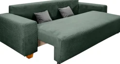 COLLECTION AB Schlafsofa »Yves, B: 243 cm, Liegefl. 142x194 cm« Schlaffunktion, Bettkasten & 2 Zierkissen, Federkern