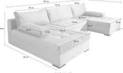 COLLECTION AB Wohnlandschaft »Josy U-Form, B: 307 cm« Schlaffunktion & Bettkasten, Federkern