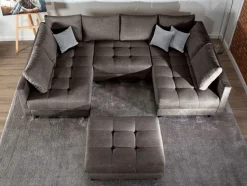 COLLECTION AB Wohnlandschaft »Toni U-Form, B: 298 cm, XXL-Liegefläche 282x178 cm mit Hocker« Set: Sofa & Hocker, 3 Zierkissen, Federkern