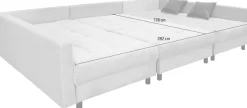 COLLECTION AB Wohnlandschaft »Toni U-Form, B: 298 cm, XXL-Liegefläche 282x178 cm mit Hocker« Set: Sofa & Hocker, 3 Zierkissen, Federkern