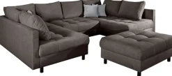 COLLECTION AB Wohnlandschaft »Toni U-Form, B: 298 cm, XXL-Liegefläche 282x178 cm mit Hocker« Set: Sofa & Hocker, 3 Zierkissen, Federkern