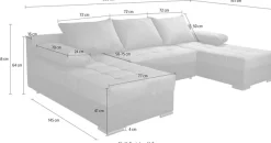 COLLECTION AB Wohnlandschaft »Josy U-Form, B: 269 cm« Schlaffunktion & Bettkasten, Federkern