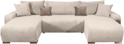 COLLECTION AB Wohnlandschaft »Paola U-Form, B: 314 cm« Schlaffunktion, Bettkasten & 4 Zierkissen, Federkern