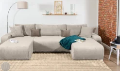 COLLECTION AB Wohnlandschaft »Paola U-Form, B: 314 cm« Schlaffunktion, Bettkasten & 4 Zierkissen, Federkern